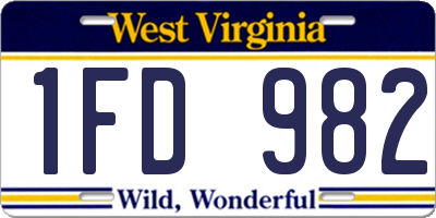 WV license plate 1FD982