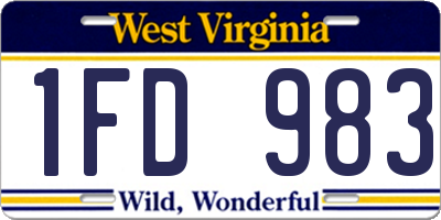 WV license plate 1FD983