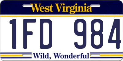 WV license plate 1FD984