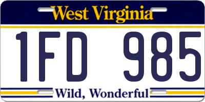 WV license plate 1FD985