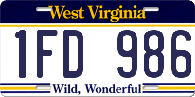WV license plate 1FD986