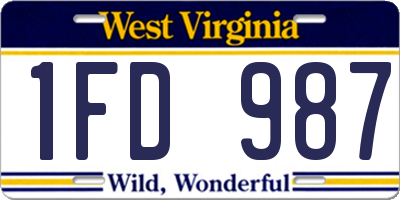 WV license plate 1FD987