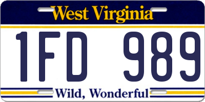 WV license plate 1FD989