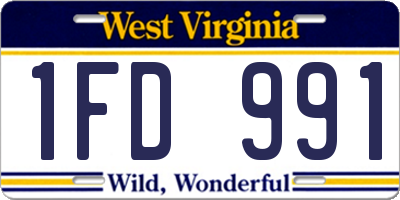 WV license plate 1FD991