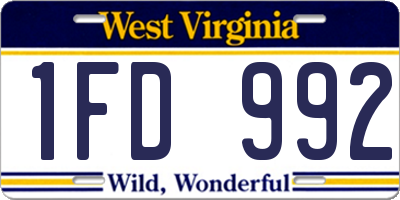 WV license plate 1FD992