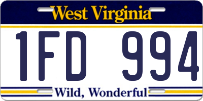 WV license plate 1FD994