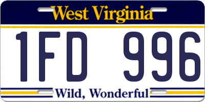 WV license plate 1FD996
