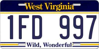 WV license plate 1FD997