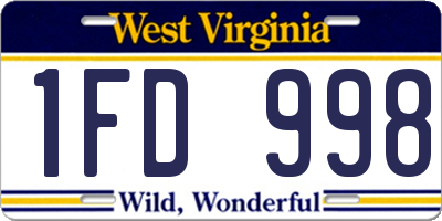 WV license plate 1FD998