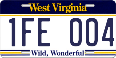WV license plate 1FE004