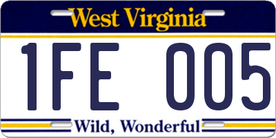 WV license plate 1FE005