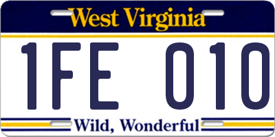 WV license plate 1FE010