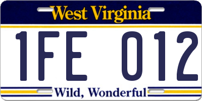 WV license plate 1FE012