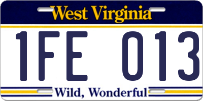 WV license plate 1FE013