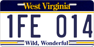 WV license plate 1FE014
