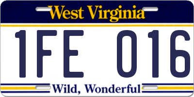 WV license plate 1FE016