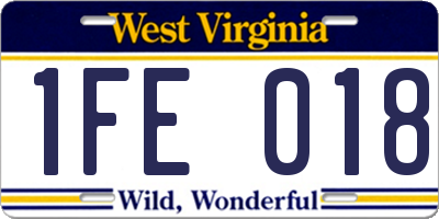 WV license plate 1FE018