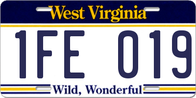 WV license plate 1FE019