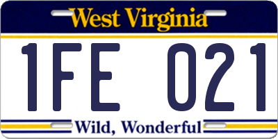 WV license plate 1FE021