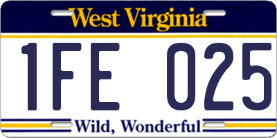 WV license plate 1FE025