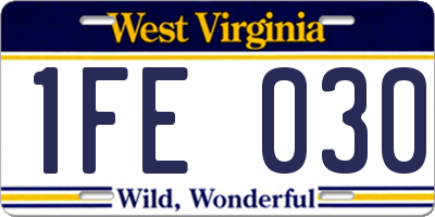 WV license plate 1FE030