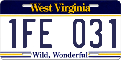 WV license plate 1FE031
