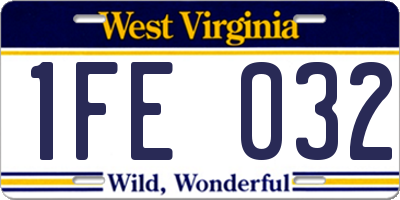 WV license plate 1FE032