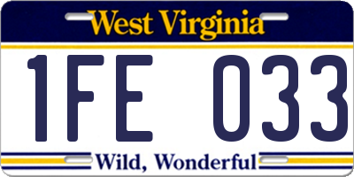 WV license plate 1FE033