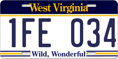 WV license plate 1FE034