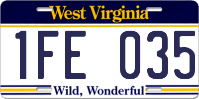 WV license plate 1FE035