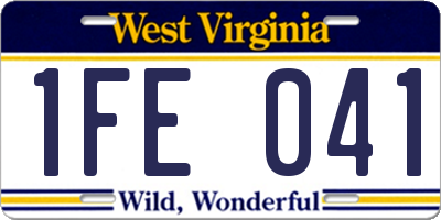 WV license plate 1FE041