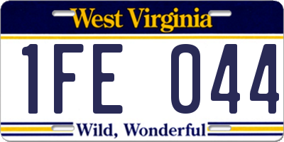 WV license plate 1FE044