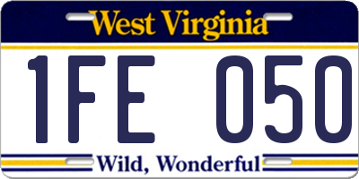 WV license plate 1FE050