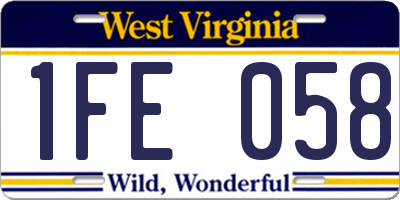 WV license plate 1FE058