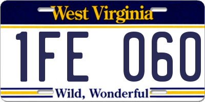 WV license plate 1FE060