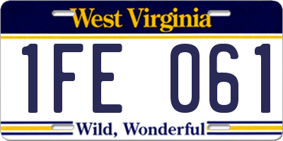 WV license plate 1FE061