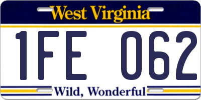 WV license plate 1FE062