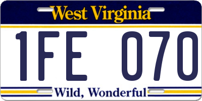 WV license plate 1FE070