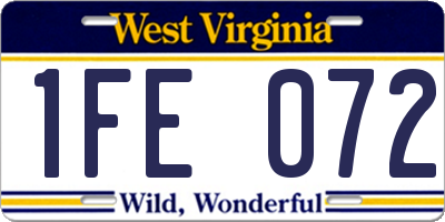 WV license plate 1FE072