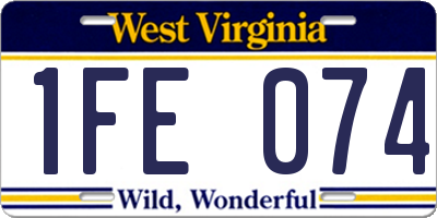 WV license plate 1FE074