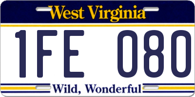 WV license plate 1FE080