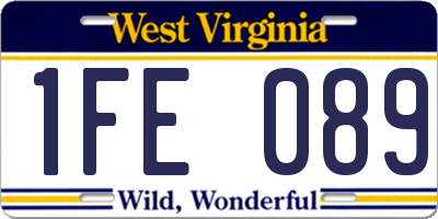 WV license plate 1FE089