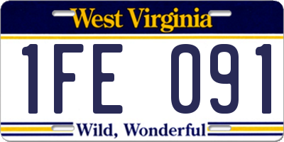WV license plate 1FE091