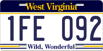 WV license plate 1FE092