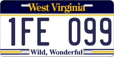 WV license plate 1FE099