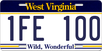 WV license plate 1FE100