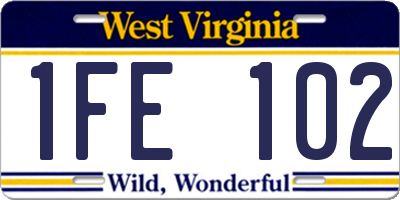 WV license plate 1FE102