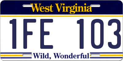 WV license plate 1FE103