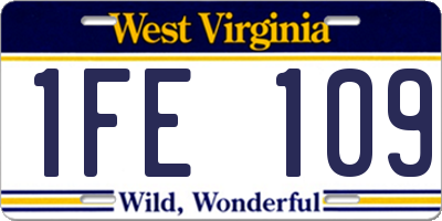 WV license plate 1FE109