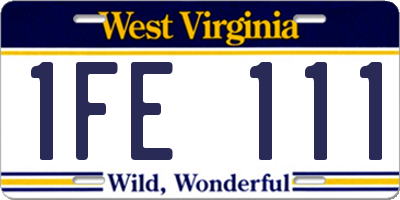 WV license plate 1FE111